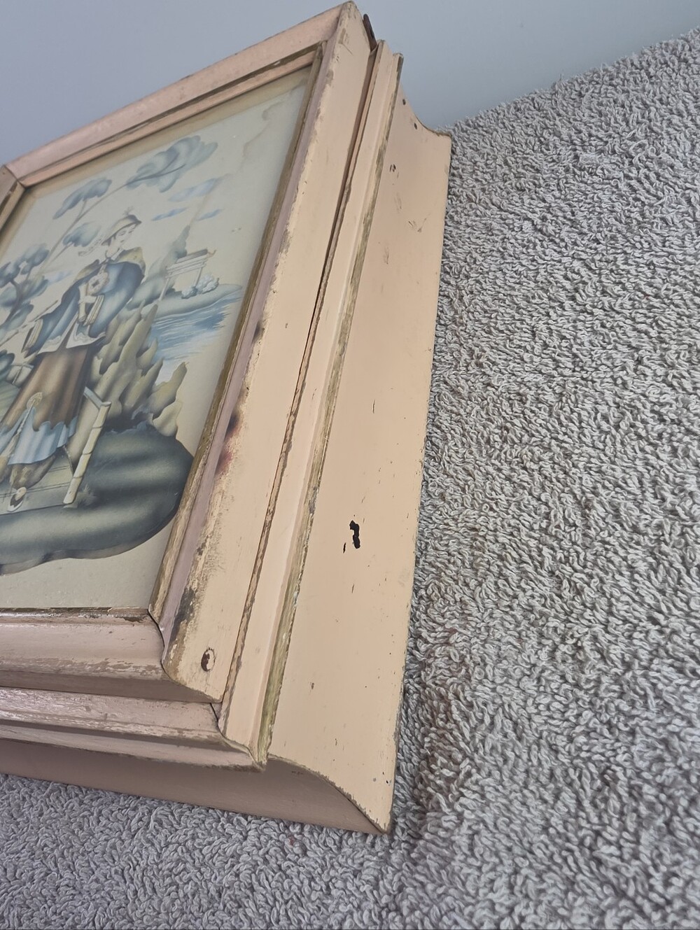 Vintage Woodrn Vanity Box Hinged Lid And With An Inset Mirror - Picture 5 of 16